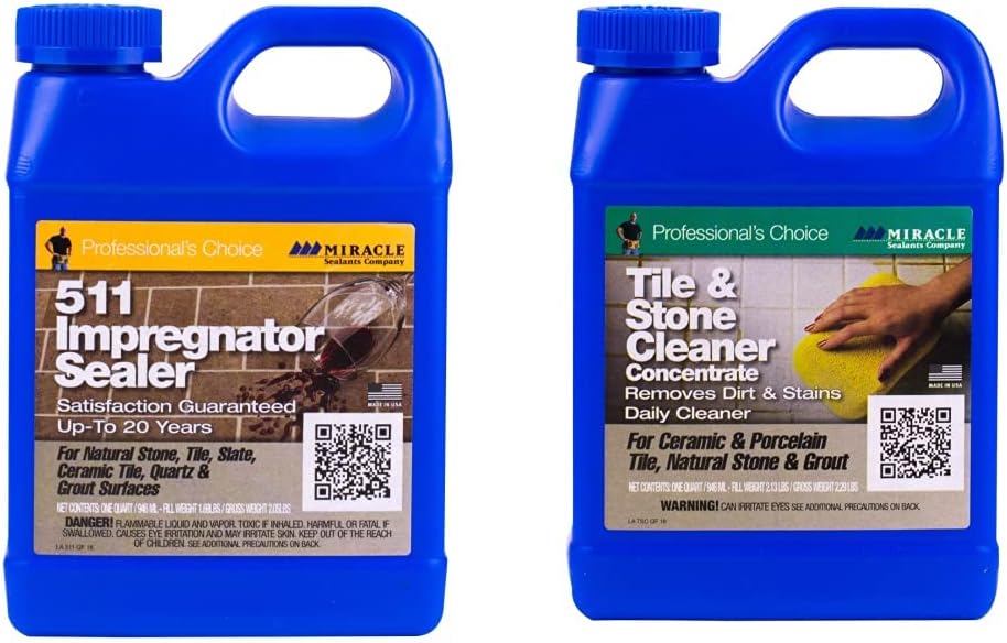 Miracle Sealants 511QT6 511 Impregnator Sealer, Quart, Clear, 32 Fl Oz & TSC6QT Tile & Stone, Quart Cleaners, Clear : Everything Else