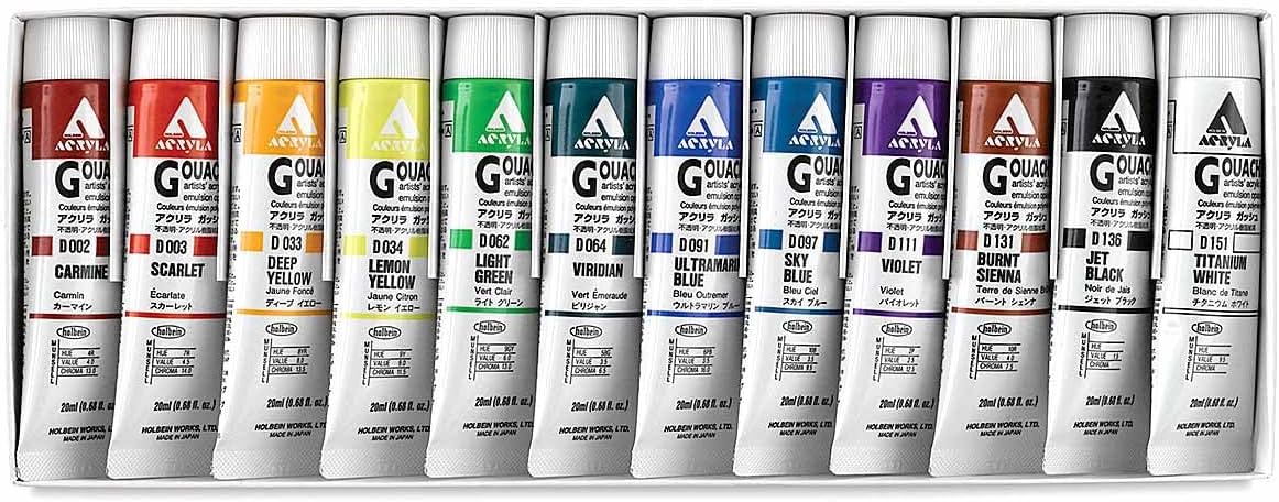 Holbein Acryla Gouache 20ml Lesson Set of 12