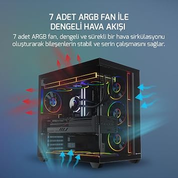 GamePower Warcry Ravora 7xARGB Fan 80+ Bronze Micro-ATX Gaming (Oyuncu) Kasa (750W)