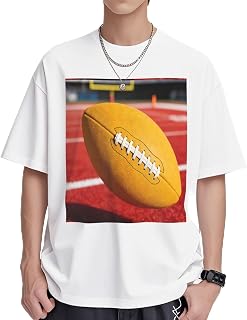 T-shirts för män och kvinnor – gul fotboll på röd gräs premium bomulls-t-shirts för super Bowl | rund hals t-shirt och undertröjor svart