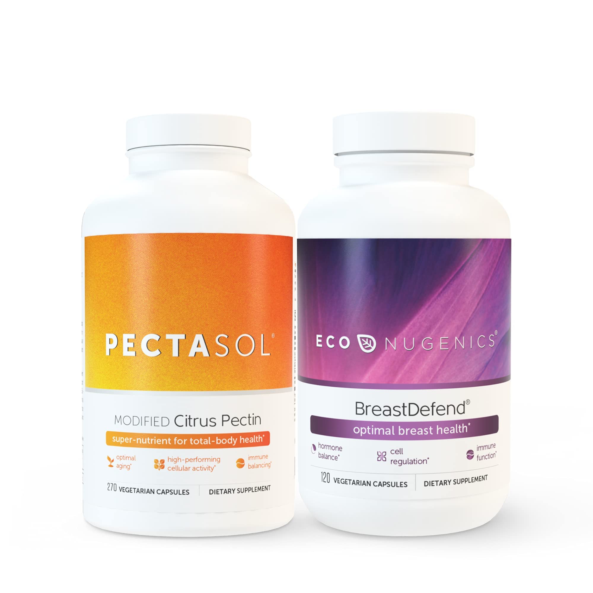 Ultimate Breast Health Supplement Bundle Including ecoNugenics BreastDefend and Pectasol-C Modified Citrus Pectin - DIM for Breast Support
