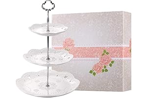 BonNoces Elegant Three-Tiered Porcelain Cupcake Stand