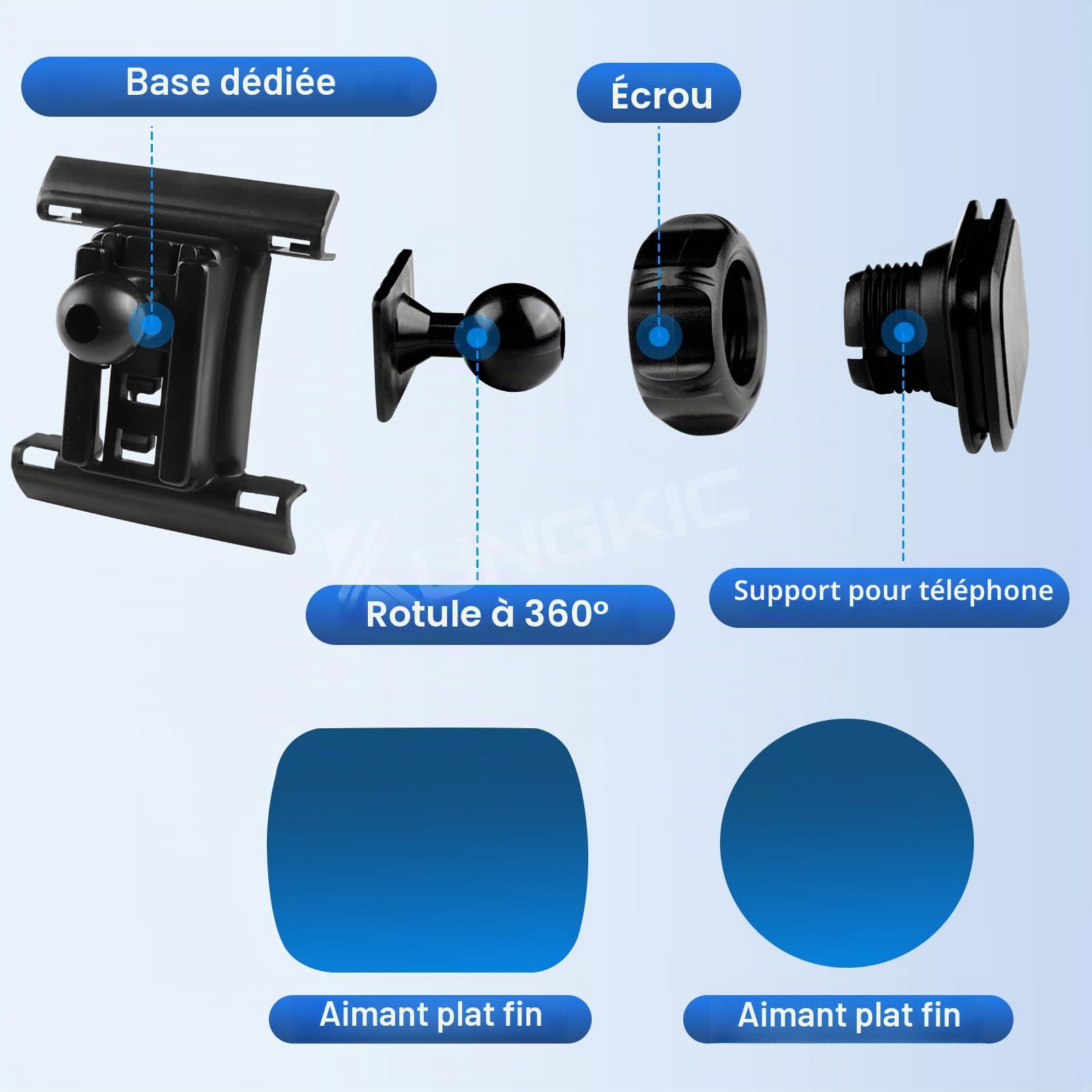 KUNGKIC Support de téléphone de voiture pour Dacia Sandero 3/Sandero Stepway 3 2021-2025 Air Vent Support de téléphone portable rotatif à 360° réglable Noir