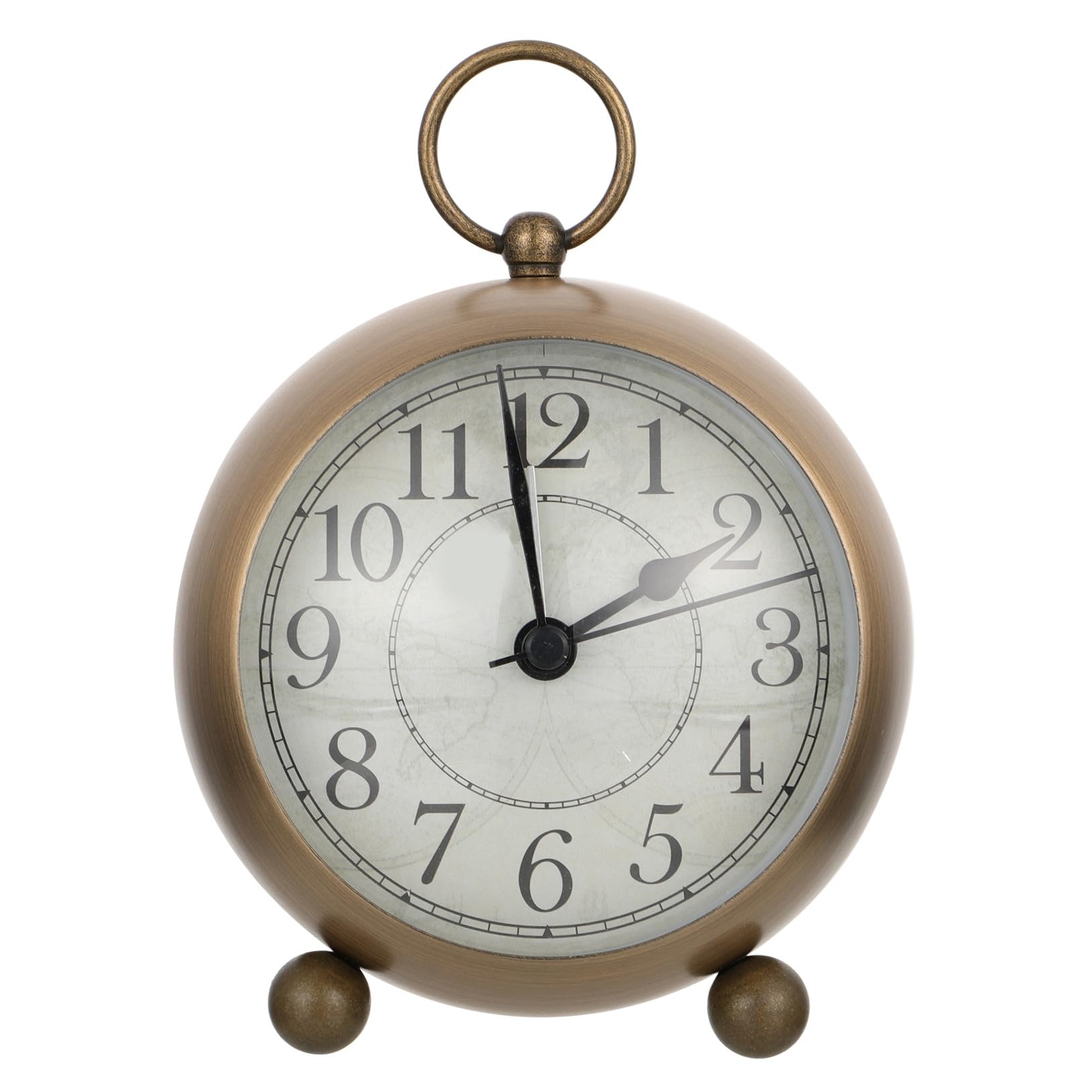 HOMSFOU Sveglia Vintage Luminosa da Tavolo in Metallo Silenziosa senza Ticchettio con Base e Gancio per Camera da Letto, Orologio Muto da Comodino con Design Elegante e Vano Batteria