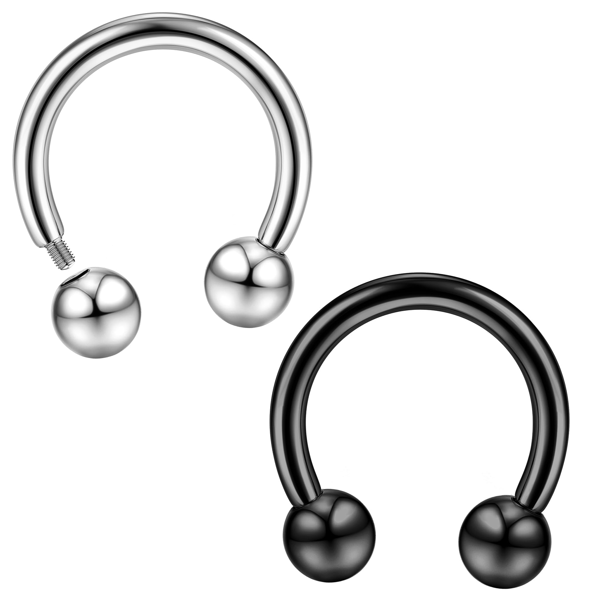 MILACOLATO16G Piercing Nariz Septum para Mujeres Hombres Implante de Grado G23 Titanio Herradura Septum Piercing Helix Daith Cartílago Trago Oreja Nariz Labio Ceja Piercing 8mm 10mm 12mm