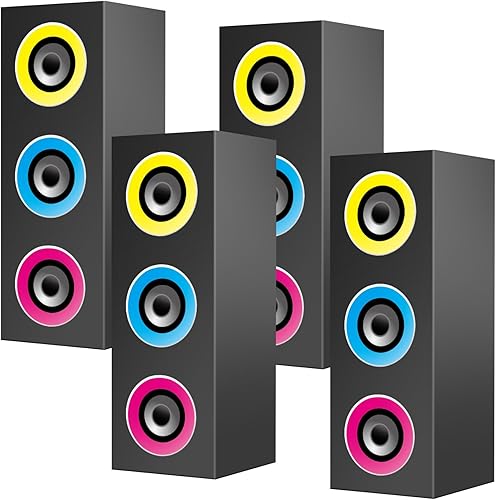 4 piezas de decoraciones de fiesta de los años 80 y 90, recuerdos de fiesta de hip hop, de 16.5 x 5.9 x 5.9 pulgadas, cajas grandes de papel para