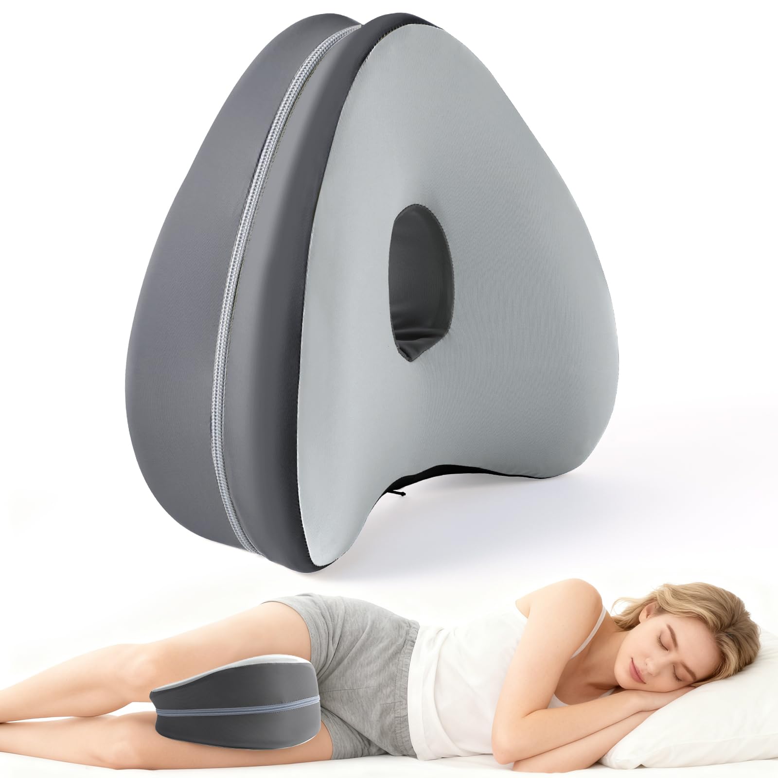Dioxide Kniekissen für Seitenschläfer Beinkissen Ergonomisches (Weiß) | Seitenschläferkissen Knie mit Memory Foam hüftkissen für Stützt Beine, Knie, Hüfte, Rücken und Schwanger mit abnehmbarem