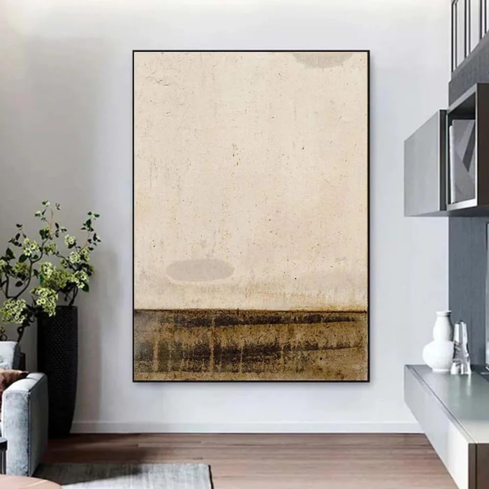 LTjiajuypd Canvas Prints Beige Wabi Sabi Wall Art Brown Abstract Painting Boho Minimalist Earth Tone Office Home interior Decoration(40x55cm)