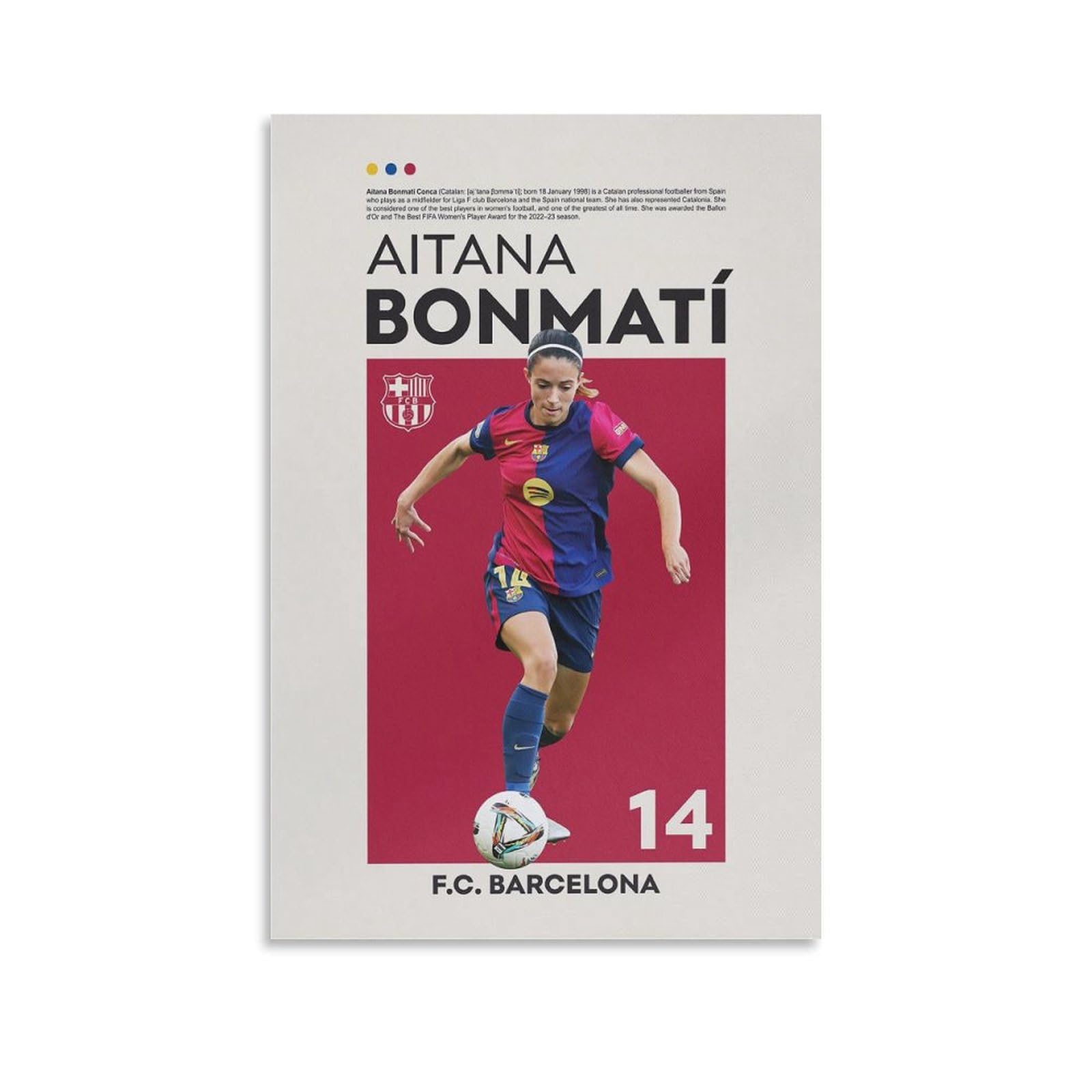 QZFNCOYU Aitana Bonmati Barcelona Footballer Art Poster Canvas Poster Wall Art Decor Print Picture Paintings for Living Room Bedroom Decoration 12x18inch(30x45cm)