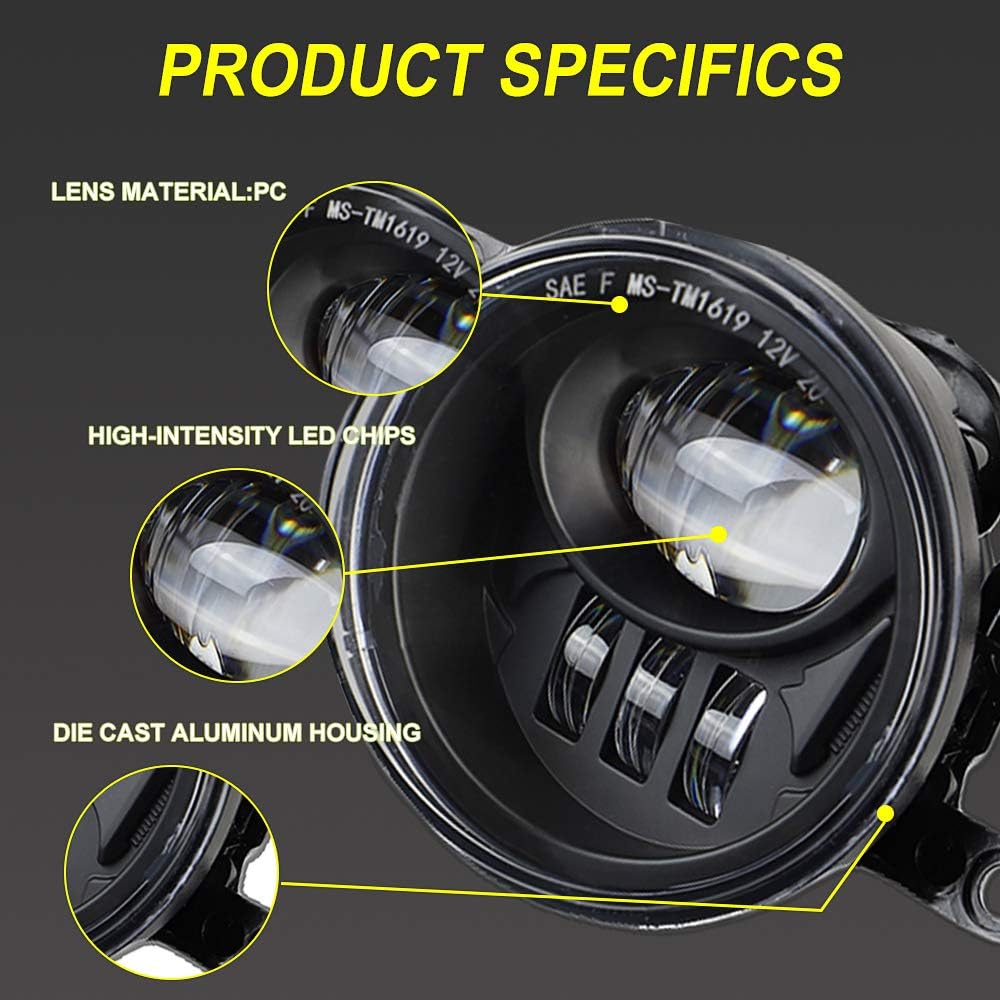 LED Fog Lights Compatible With 2016-2022 Tacoma, 2014-2022 Runner, 2014-2019 Tundra, Accessories Truck Driving Lamps Assembly Replacement w/Bracket 2 pcs (Black)