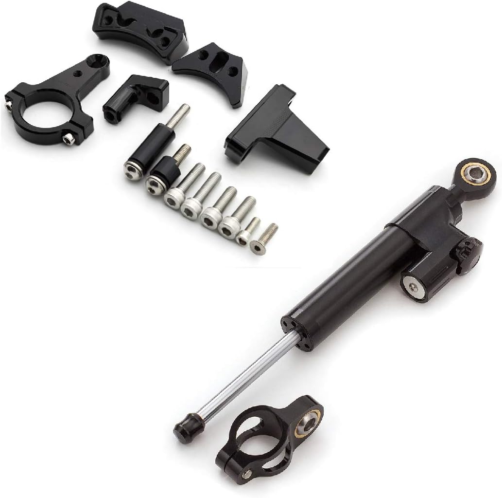 CNC Motorcycle Adjustable Steering Damper Stabilizer Buffer Control Bar With Mounting Bracket Kit Compatible with Ninja 400 Z400 2018-2020
