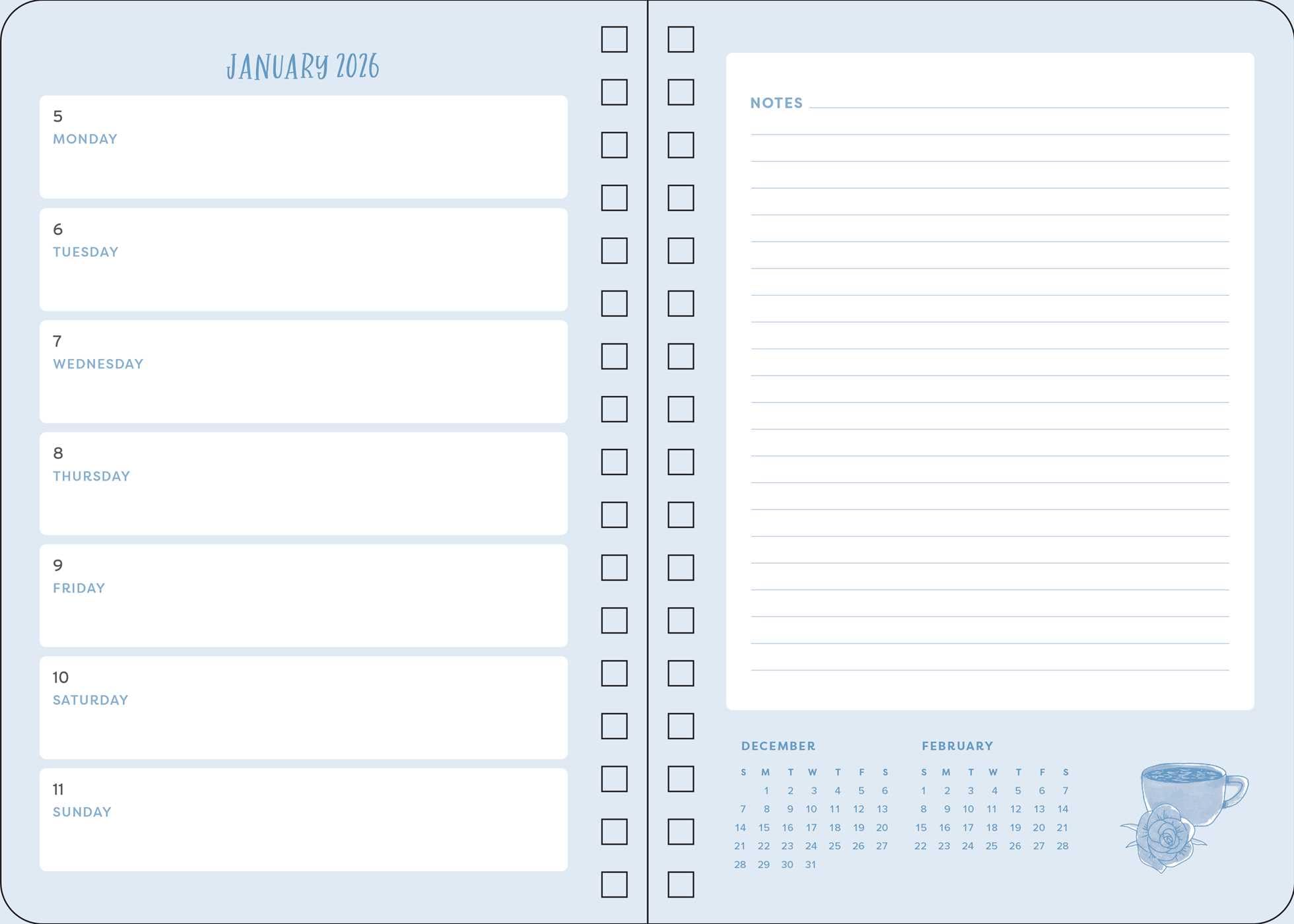 2026 Gilmore Girls 13-Month Weekly Planner