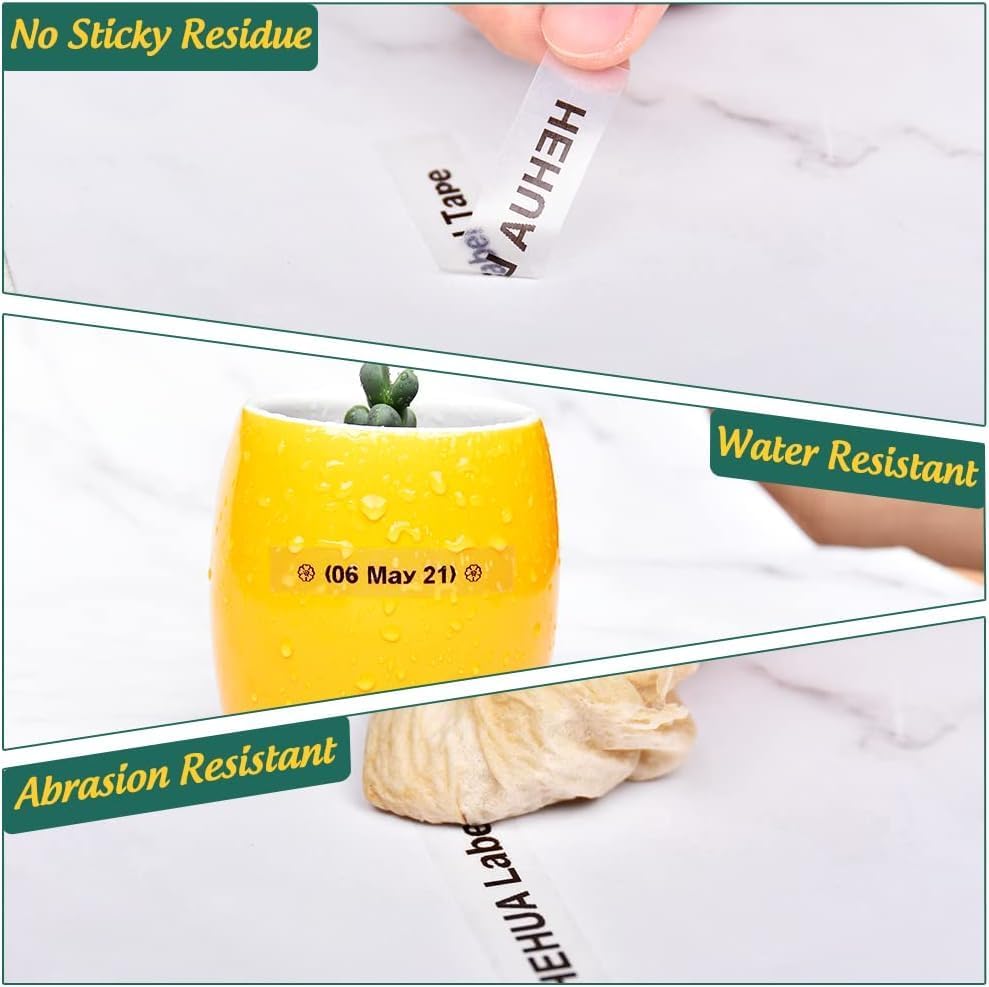 Hehua Label Maker Clear Tape Compatible for Dymo Refills Clear 16952 S0721530 Transparent Plastic Label Tape for Dymo LT-100H LT-100T Plus LT-110T QX50 2000 XR, 12mm x 4m, 10 Pack - Image 5