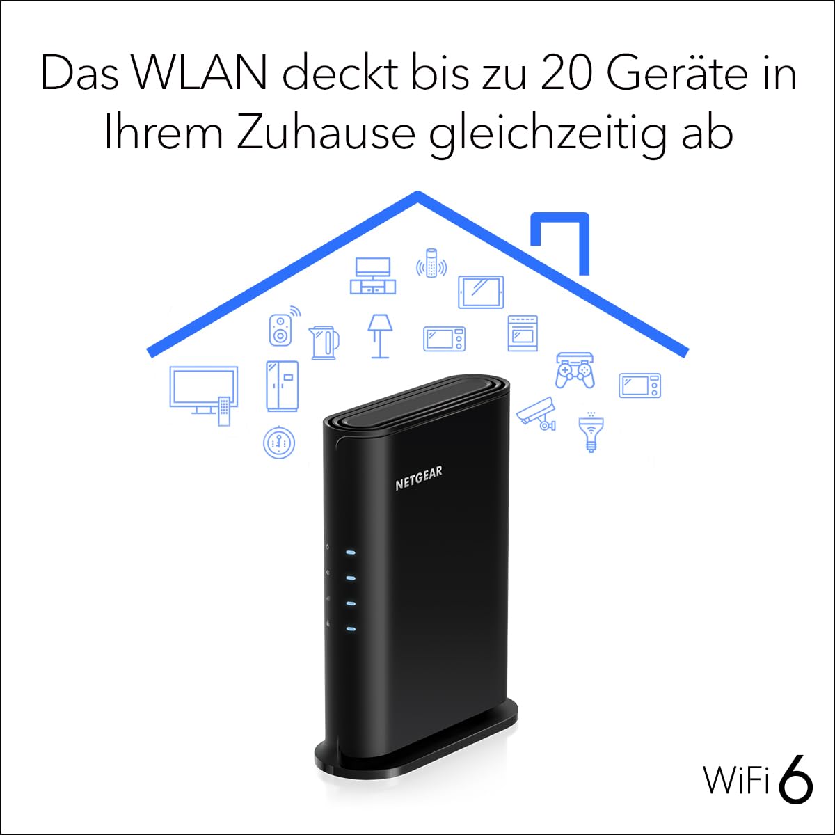 NETGEAR WiFi 6 Router (RAX9) – Sicherheitsfunktionen, AX1800-WLAN-Geschwindigkeit (bis zu 1,8 Gbit/s) – Abdeckung von bis zu 90 m2, 20 Geräte