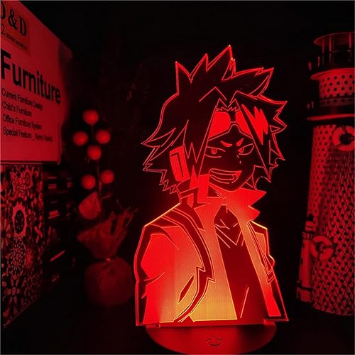 Miniatura 4 de Anime My Hero Academia Kaminari Denki - Lámpara de noche con ilusión 3D de caricaturas, lámpara LED de escritorio, control táctilremoto USBcarga de