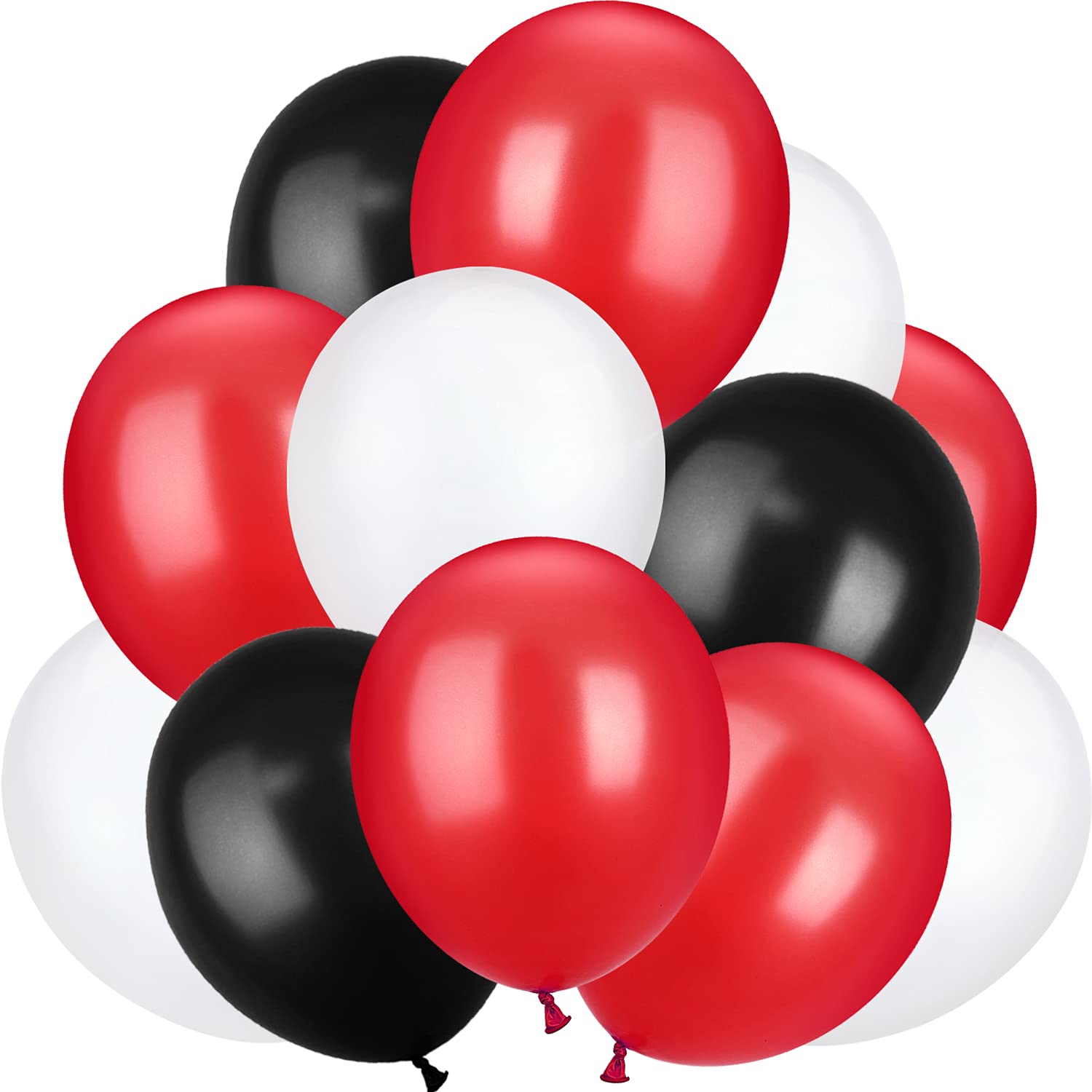 TecUnite 100 Pcs Red Black White Latex Balloons 6.6 Inch Colorful Round Balloons for Wedding Birthday Festival Racing Car Poker Card Party Decoration