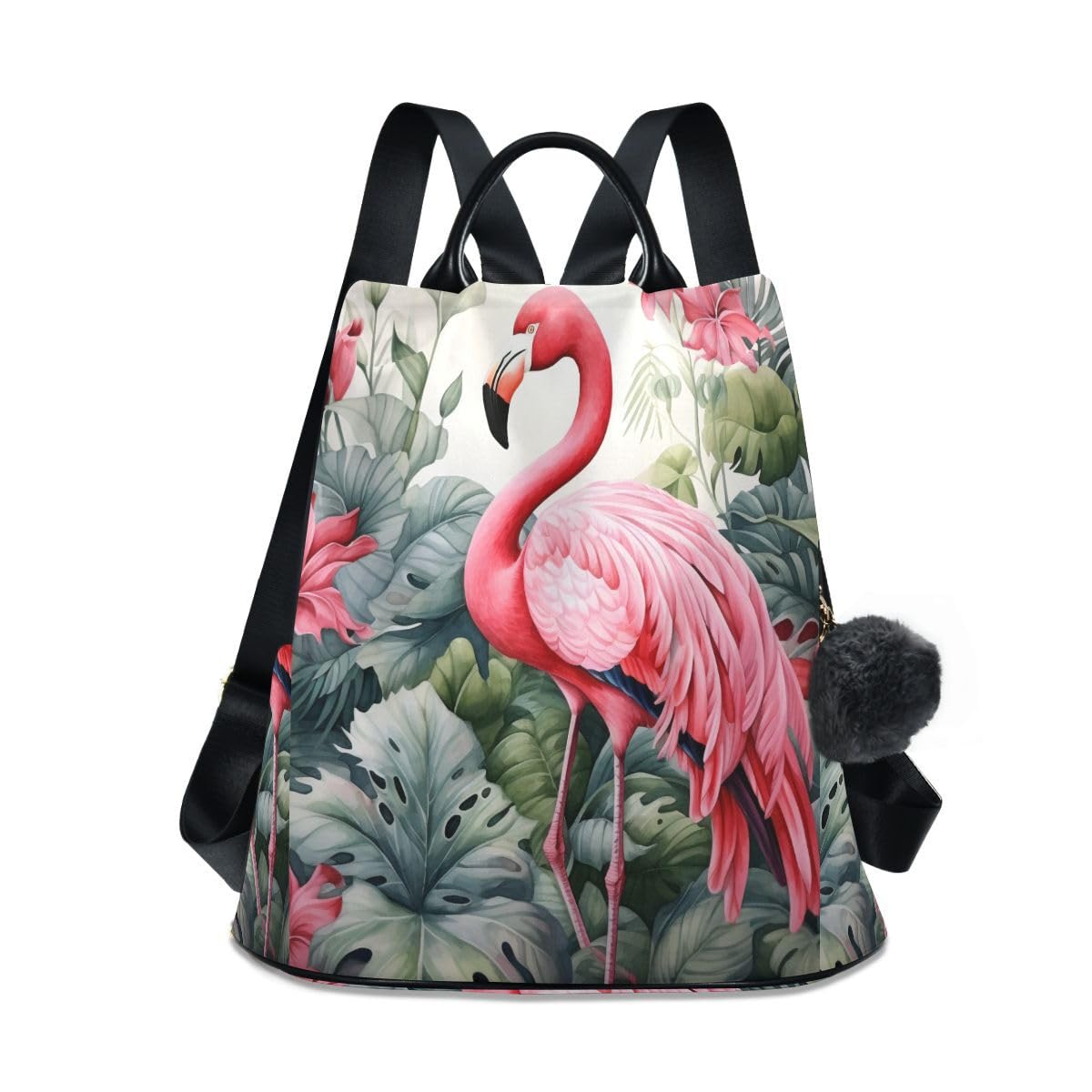 ALAZA Flamingo and Leaves Trips Hiking Camping Rucksack Pack for Women