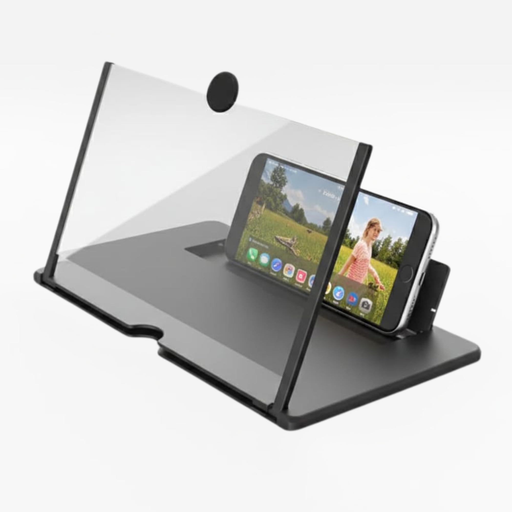𝓓rumstone 12 Inch HD Mobile Screen Amplifier, 3D Smartphone Magnifier with Anti-Glare Lens, Foldable Portable Stand for Movies, Gaming & Video Streaming_Black-image-42