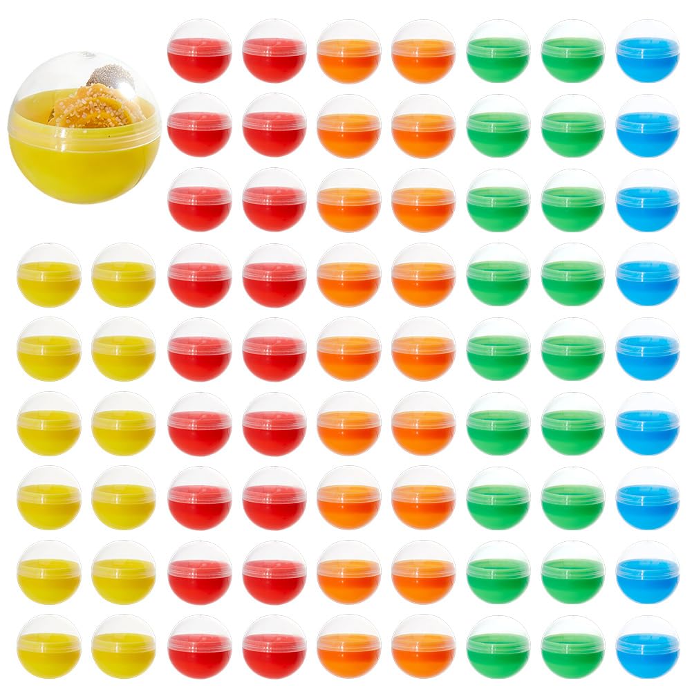 DICOSMETIC 100Pcs Empty Vending Machine Capsules Plastic Round Small Capsules 1.34" ID Colorful Gumball Machines Balls Container for Candy Hidden Surprise Gifts Party Favors