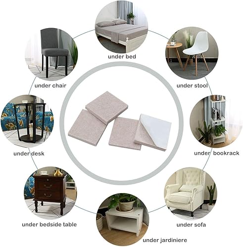 Miniatura 5 de uxcell 70pcs Muebles Almohadillas Cuadradas 3/4" Autoadherente Antiarañazos Antiarañazos Fieltro Almohadillas Protector De Pisos Beige
