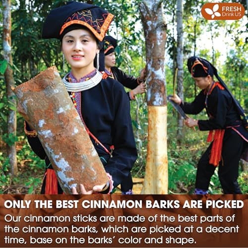 Image of FreshDrinkUS, Premium 30+ Cinnamon Dried Sticks, Whole Sticks, 100% Natural & Pure Cinnamon Inner Bark, Raw Spice Flavor & Strong Aroma, Herbal Tea, Perfect for Warm Beverages