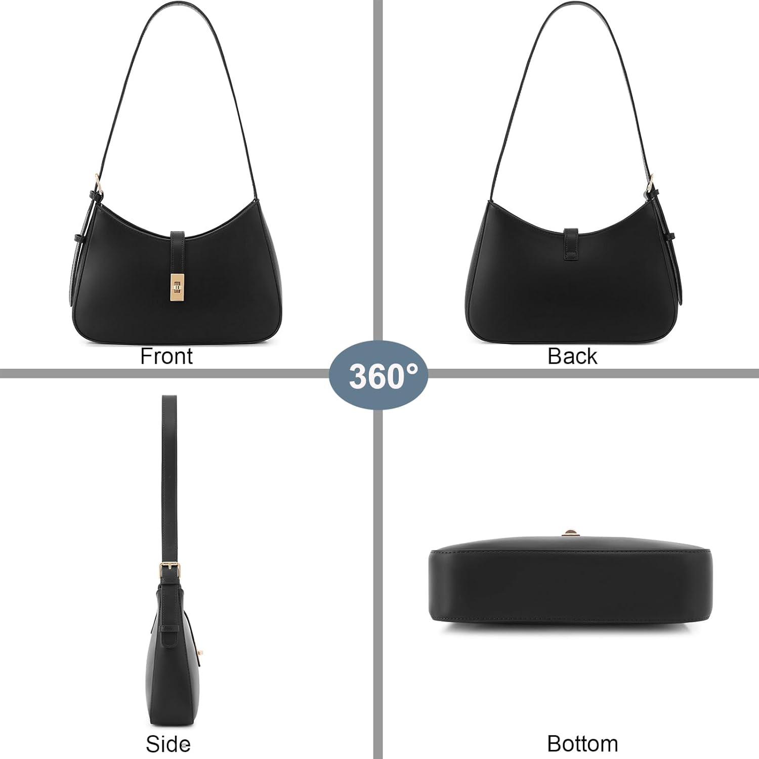 NIUEIMEE ZHOU Shoulder Bag for Women Retro Vegan Leather Hobo Tote HandBag Underarm Purses with Adjustable Strap - Image 7