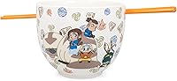 Vista 1 de Surreal Entertainment Avatar: The Last Airbender Juego de vajilla de cerámica japonesa Incluye tazón de ramen de 18 onzas y palillos de cerámica