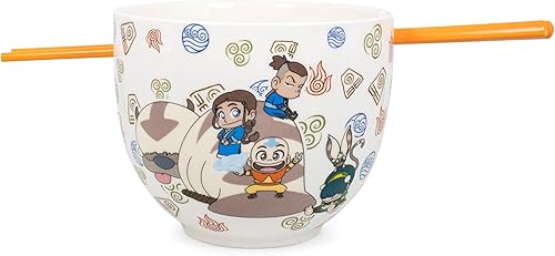 Surreal Entertainment Avatar The Last Airbender Juego de vajilla de cerámica japonesa  Incluye tazón de ramen de 18 onzas y palillos de cerámica