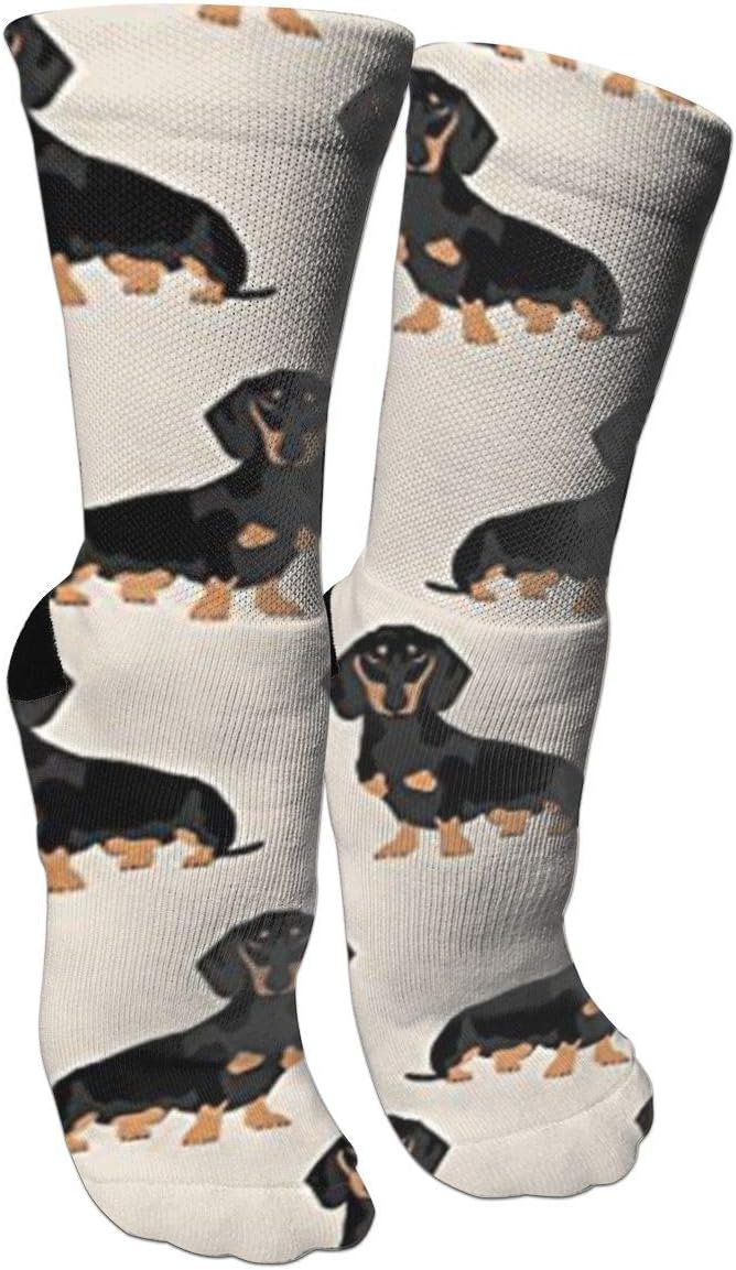 Wiener Dog Fabric Doxie Dachshund Weiner Dog Pet Dogs Compression Socks Unisex Printed Socks Crazy Patterned Fun Long Cotton Socks Over The Calf Tube