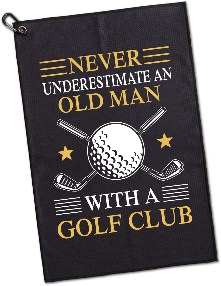Never Underestimate an Old Man with A Golf Club Printed Microfiber Golf Towel