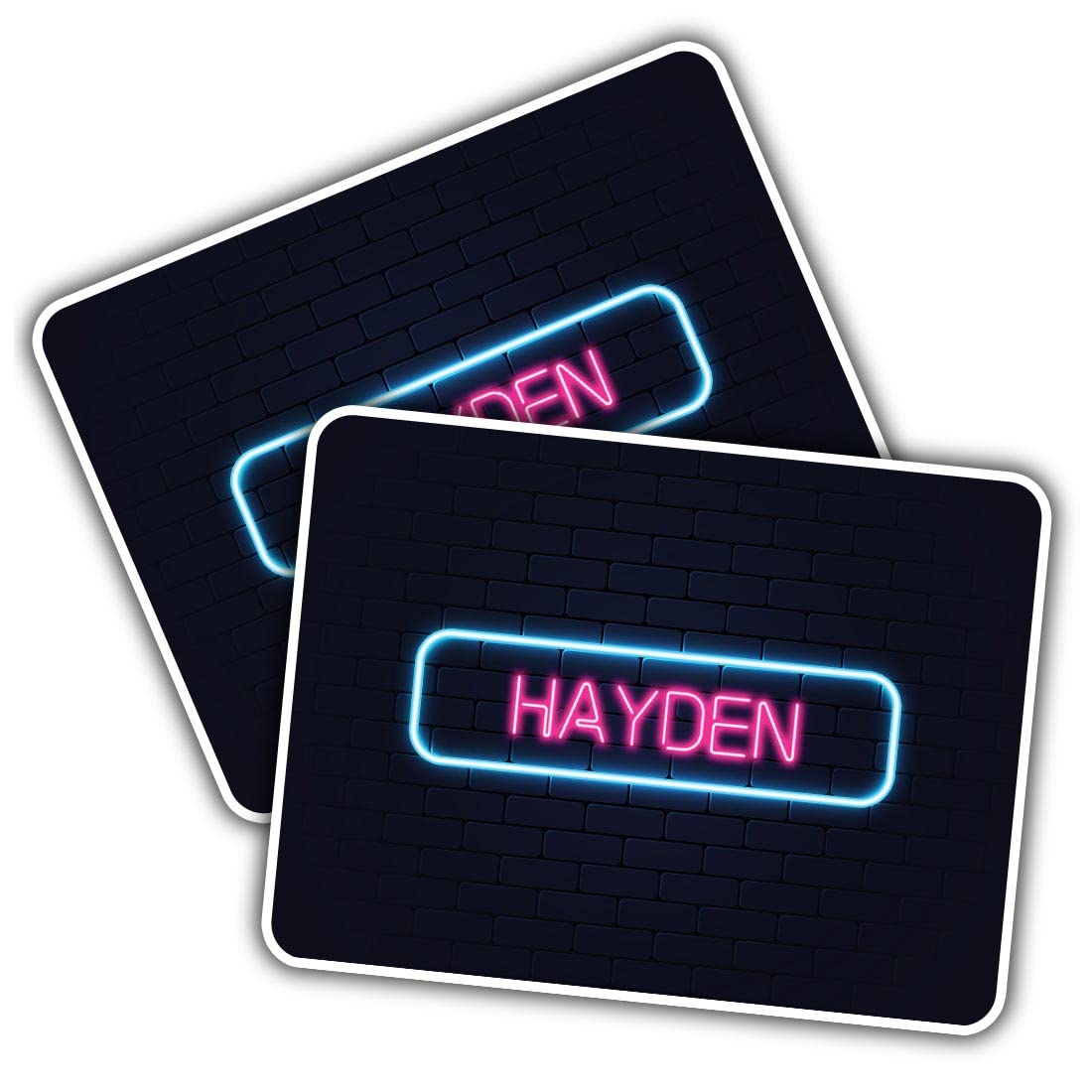 2 x Vinyl Stickers - Rectangle Shape 10x7cm Neon Sign Design Hayden Name Art Print Decal Laptop Tablet Luggage Car Wall Fridge Door Sticker #351980