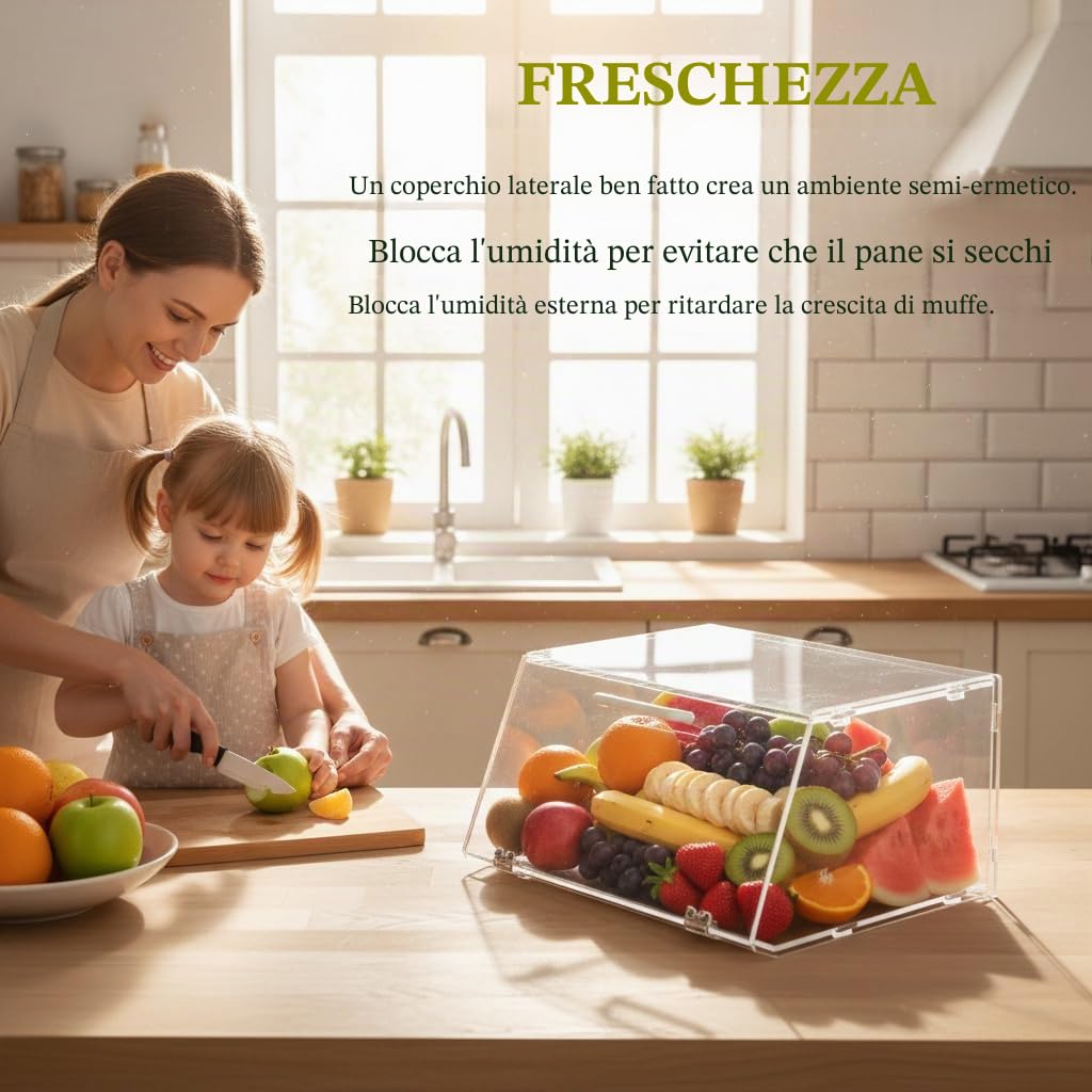 Espositore impilabile per panetteria in acrilico, per dolci, piano di lavoro, organizer, contenitore per bagel, pane, 38 x 16,5 x 30,5 cm, porta inclinata con 2 cerniere in acciaio
