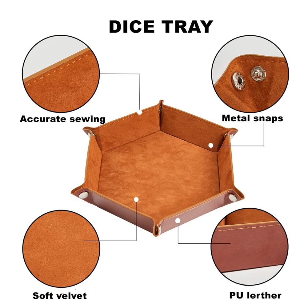 DND - Set di 42 dadi poliedrici per giochi di ruolo da tavolo di D&D e MTG, con sacchetti colorati con coulisse e vassoio per dadi (vassoio a stella)