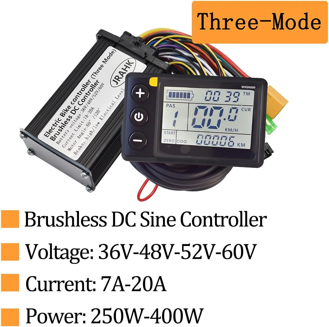 Product features including Brushless DC Sine Controller, Voltage, Current, Power