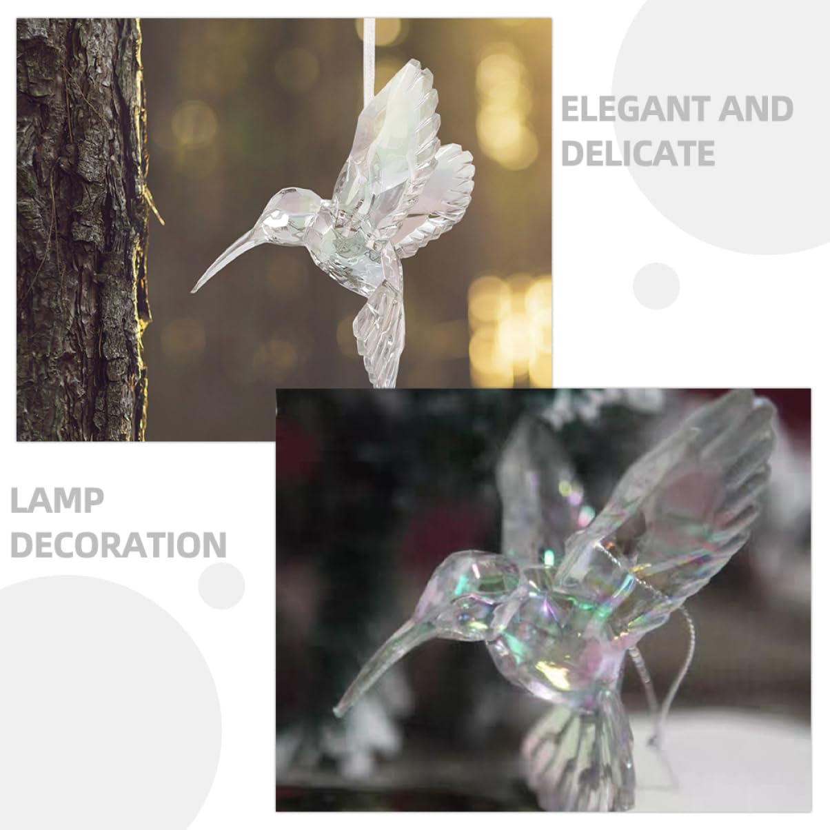 ifundom 4 Set Ciondolo Acrilico Per Uccelli Decorazione Iridescente E Per Natale E E Resistente Per Amanti Dei 4 Pezzi * 4