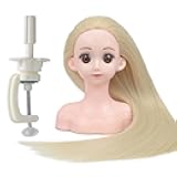 PERFEHAIR Doll Head for Hair Styling, Ideal for Kids & Girls - Portable Small Mannequin with Soft Hair, Easy Style Blonde Hair, Includes Accessories & Clamp Holder for Hairstyling & Braiding Practice
