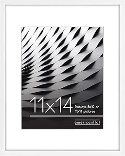 Americanflat 11x14 Picture Frame White - Thin Border 8x10 Picture Frame with Mat or 11x14 Picture Frame Without Mat - Shatter Resistant Glass - Horizontal and Vertical Formats for Wall