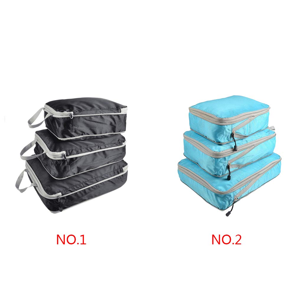 2 set di 3 borse impermeabili da viaggio per riporre i bagagli di grande capacità asciugamani cosmetici organizer borsa valigia viaggio nero