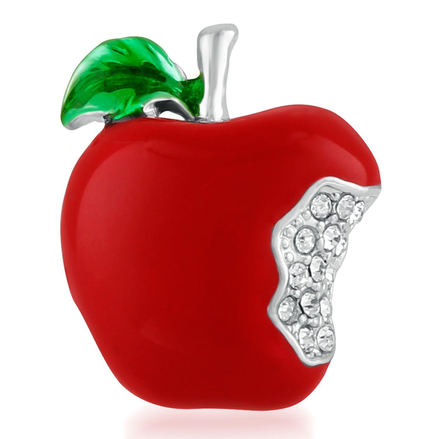Mahi Rhodium Plated Lovely Apple Unisex Lapel Pin Brooch with Crystal BP1101012R (B07BP9RBGJ) Amazon Price History, Amazon Price Tracker