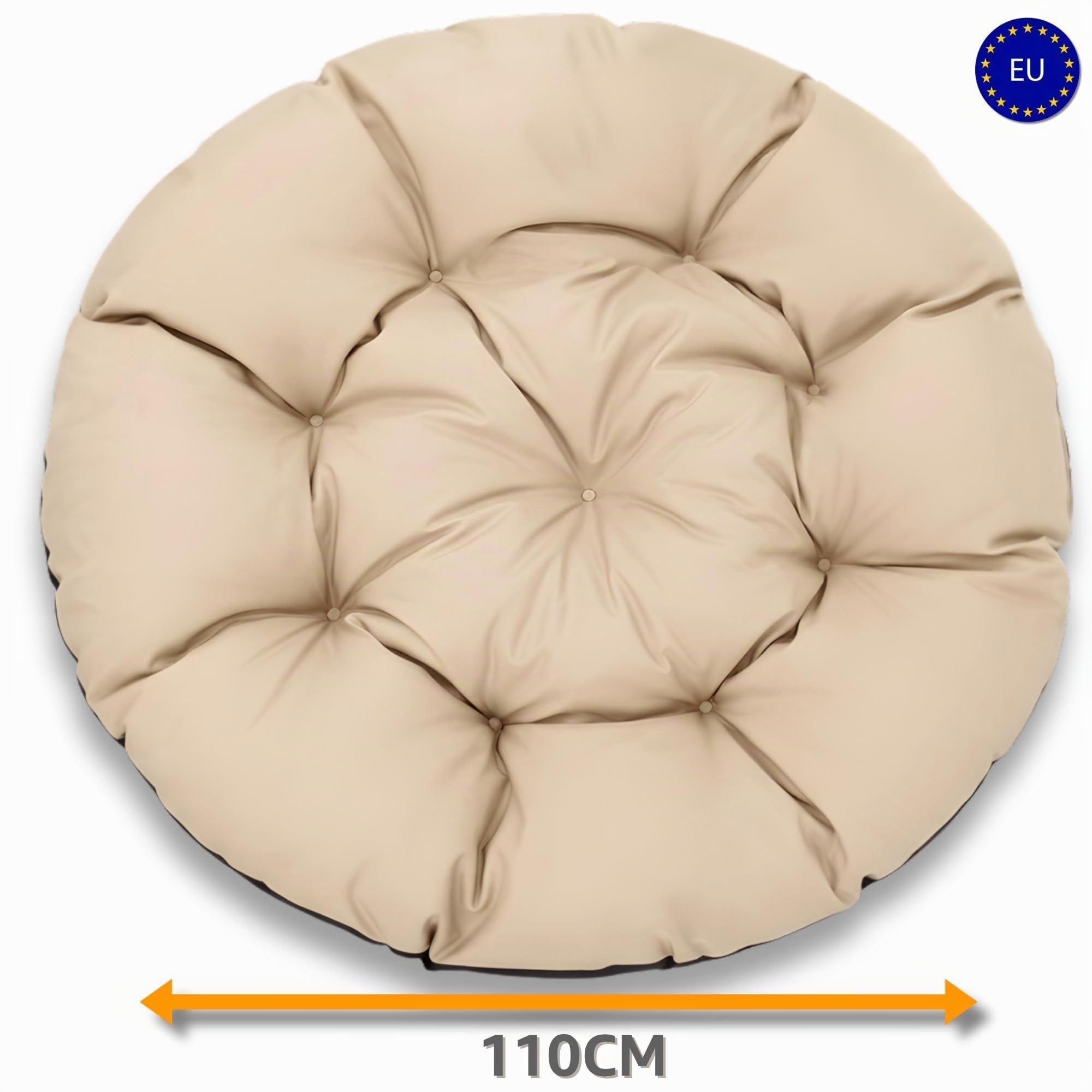 Amazinggirl Cojín para Silla Colgante 110 cm – Cojín Papasan & Huevo Redondo – Gran Asiento Acolchado Repelente al Agua para Jardín Terraza Galería Salón e Interior Burdeos Lino ecológico