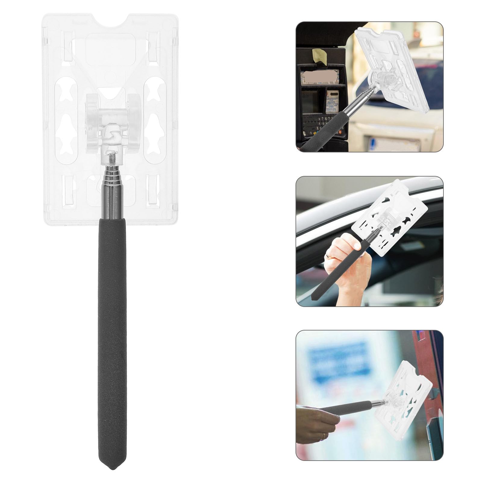 MERRYHAPY Soporte para Tarjeta de Aparcamiento Barra de Alcance Retráctil, Accesorio Compacto y Resistente para Pagos de Peaje en Aparcamientos Residenciales, Ayuda Práctica para