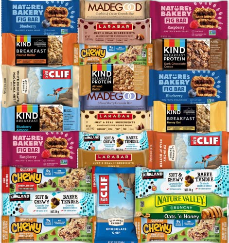 Snack Bars Variety Pack Bundle Sampler With Kind, natures bakery, Larabar, Clif & More (25 Count) In snack Lover Box 1 Snack Bars Variety Pack Bundle Sampler With Kind, natures bakery, Larabar, Clif & More (25 Count) In snack Lover Box