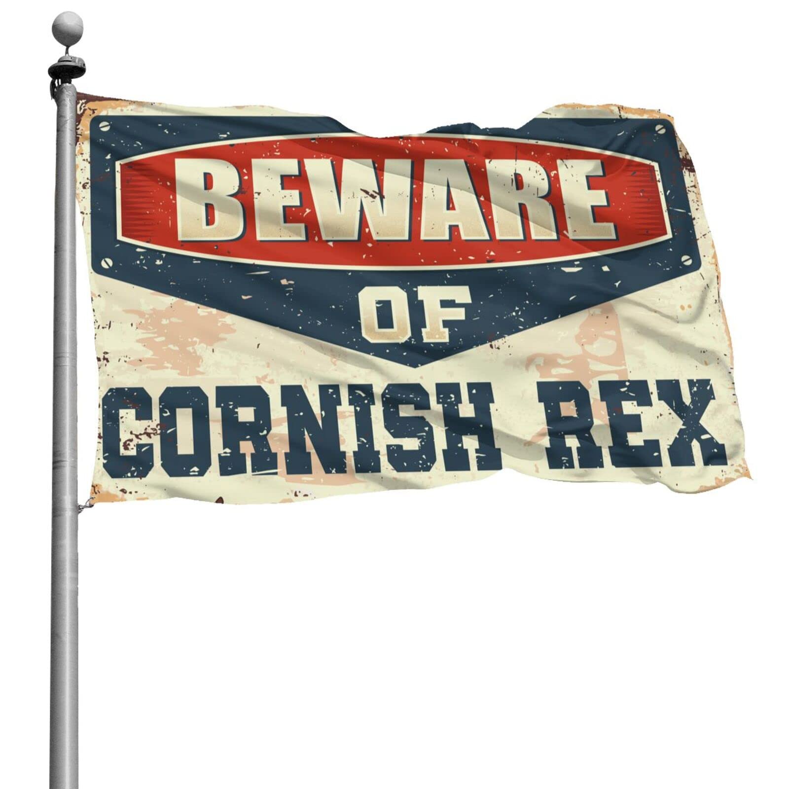 Drapeaux amusants pour dortoir Beware of Cornish Rex grand format déco chambre 152x244