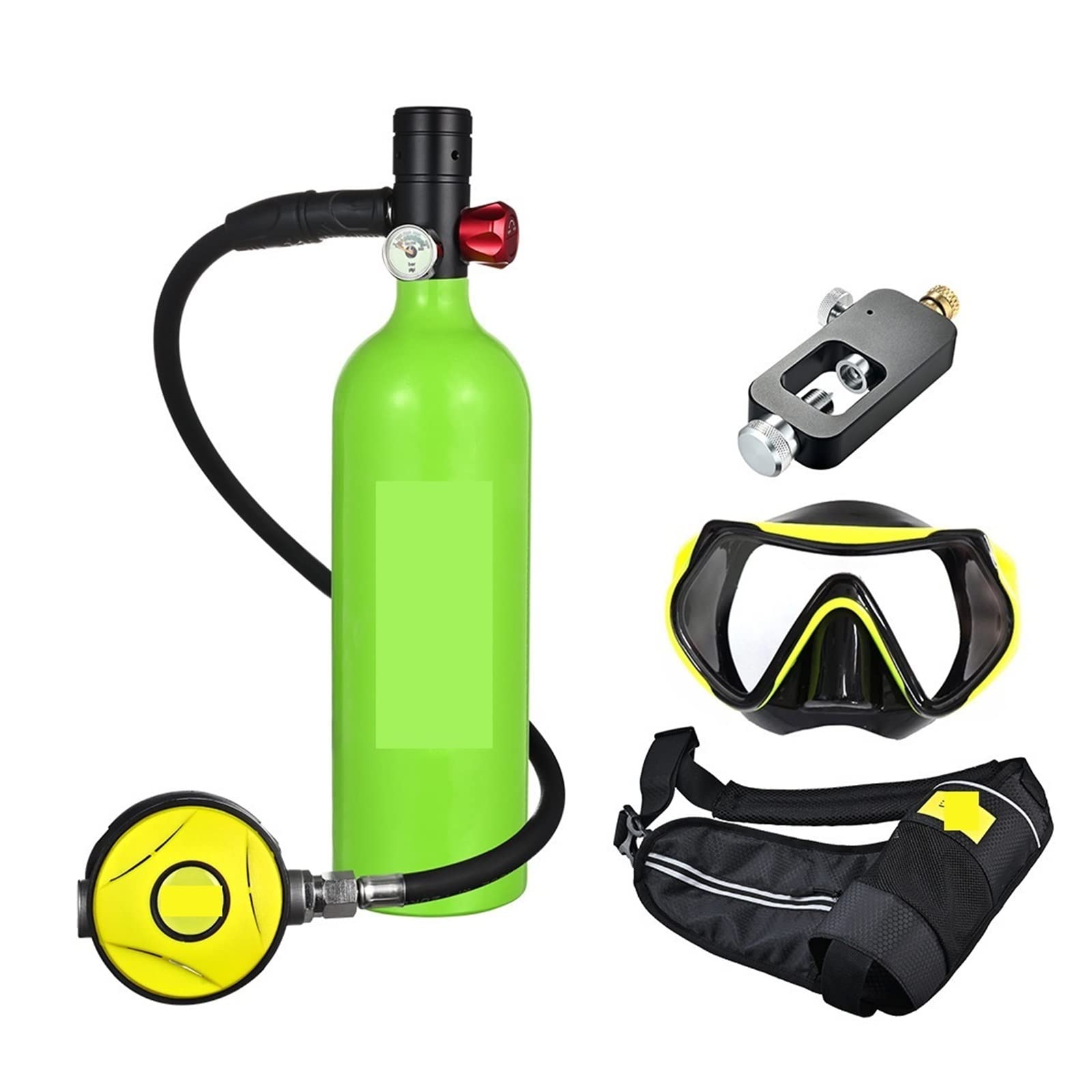 Portable Dive Cylinder, Diving Oxygen Cylinder 1L Capacity Portable Respirator(Groen)