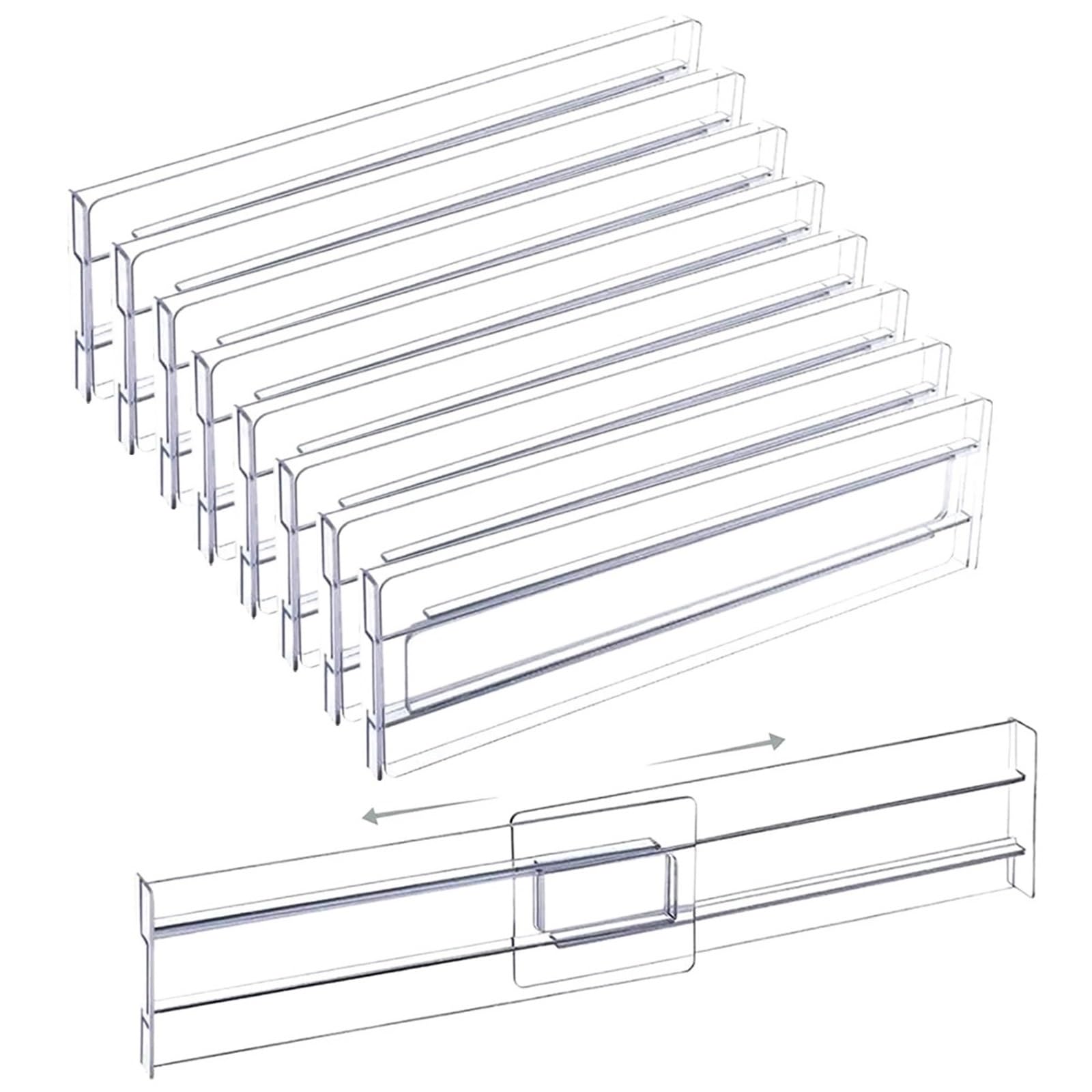 CIGPKLO Drawer Dividers 4Pcs Transparent Drawer Dividers Adjustable Expandable For Clothes Utensils Cosmetics Office Storage