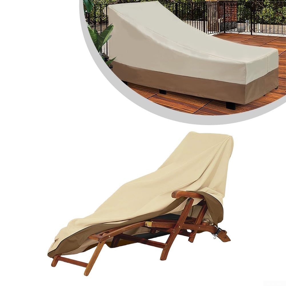 Funda para tumbona de exterior de alta calidad, protector de muebles de patio de tela de doble capa con asas de ventilación resistente a la intemperie para silla reclinable de jardín, 77 x