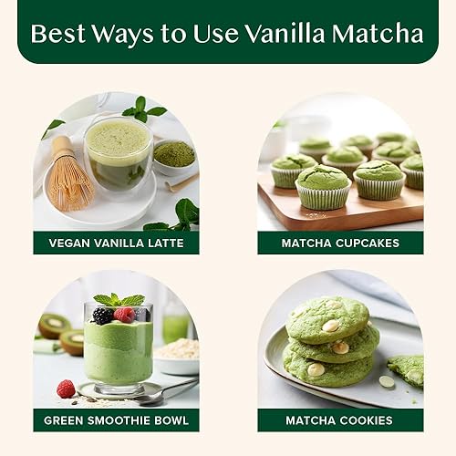 Miniatura 7 de VAHDAM, Vainilla Matcha Té Verde Polvo  1.76 oz (25 tazas)  Potente mezcla de superalimentos  Polvo matcha japonés con vainilla 100% natural  137x