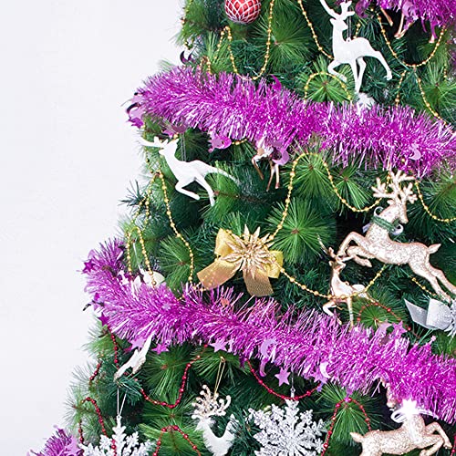 Redrubbit 26.2 Feet Christmas Tinsel Garland With Star And Moon Decor, Thick Shiny Sparkly Soft Party Hanging Tinsel Ornaments Ceiling Home Christmas Tree Outdoor Hanging Decorations,Purple #TOP3
