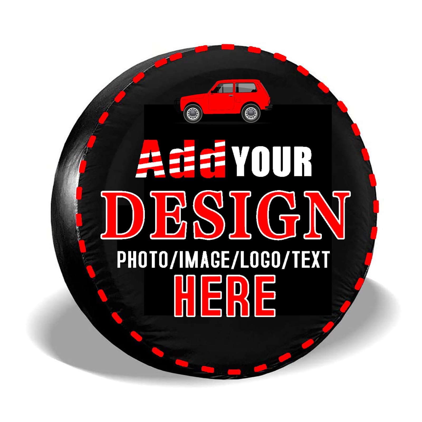 Custom Spare Tire Cover, Personalized Design Photo Text Waterproof Dust-Proof Wheel Tire Protector Customized Universal Tire Cover with Adjustable
