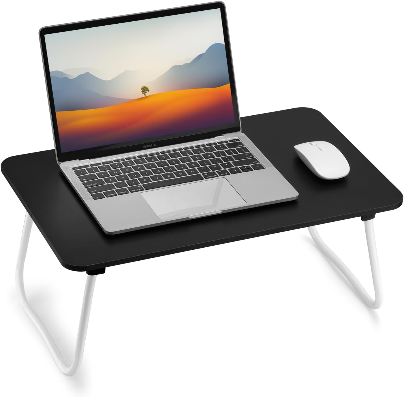 Foldable Laptop Desk, Portable Lap Desk Bed Table, Lightweight Breakfast Table Tray Desk, Laptop Stand, Mini Table for Working Writing Drawing Eating Picnic-Black